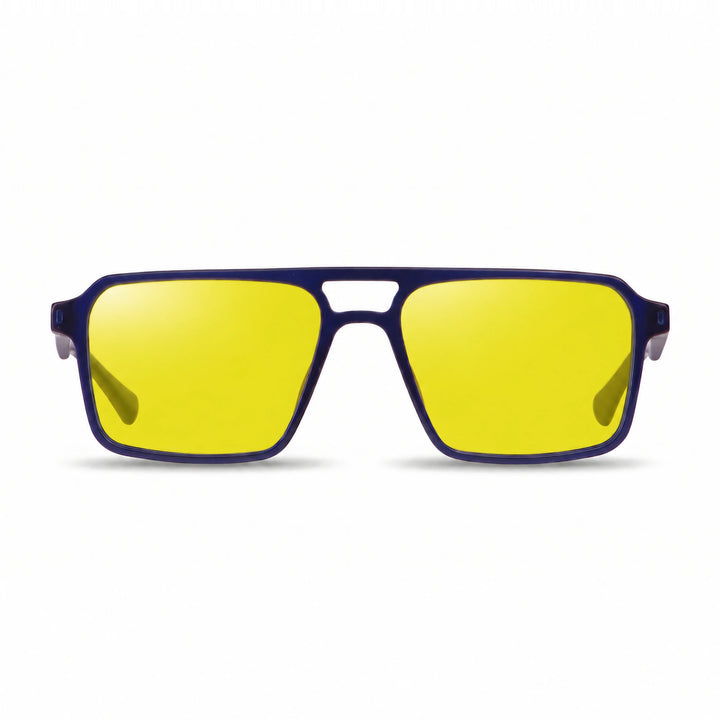 Lentes de sol Fiore 1039 Azul cristal Amarillo polarizado vista frontal unisex #color_amarillo #foto_frontal