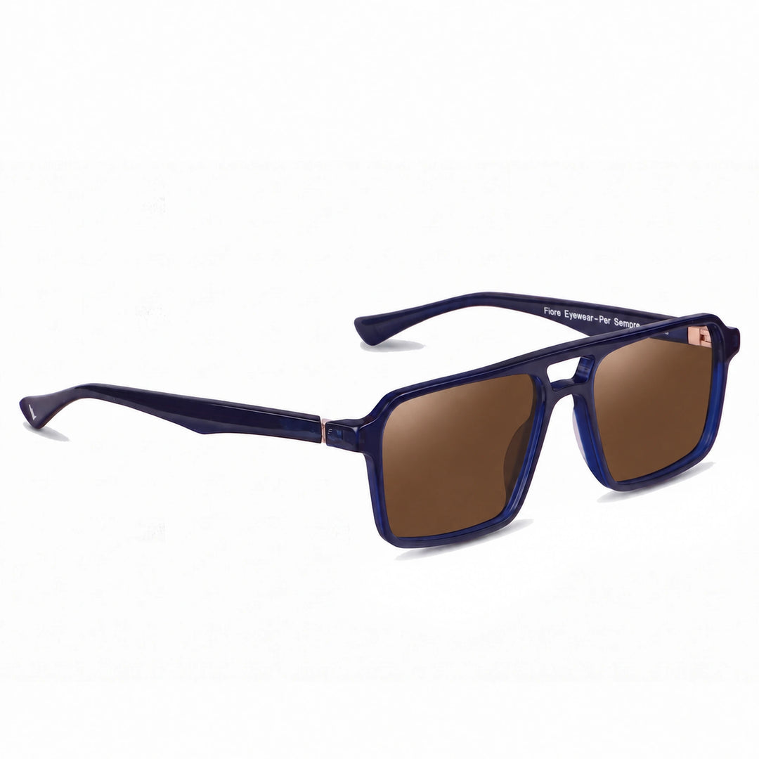 Lentes de sol Fiore 1039 Azul cristal Cafe polarizado vista tres cuartos unisex #color_cafe