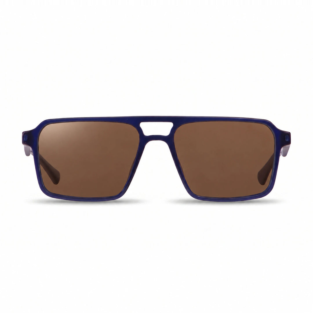 Lentes de sol Fiore 1039 Azul cristal Cafe polarizado vista frontal unisex #color_cafe #foto_frontal