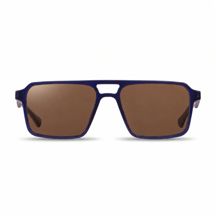 Lentes de sol Fiore 1039 Azul cristal Cafe polarizado vista frontal unisex #color_cafe #foto_frontal