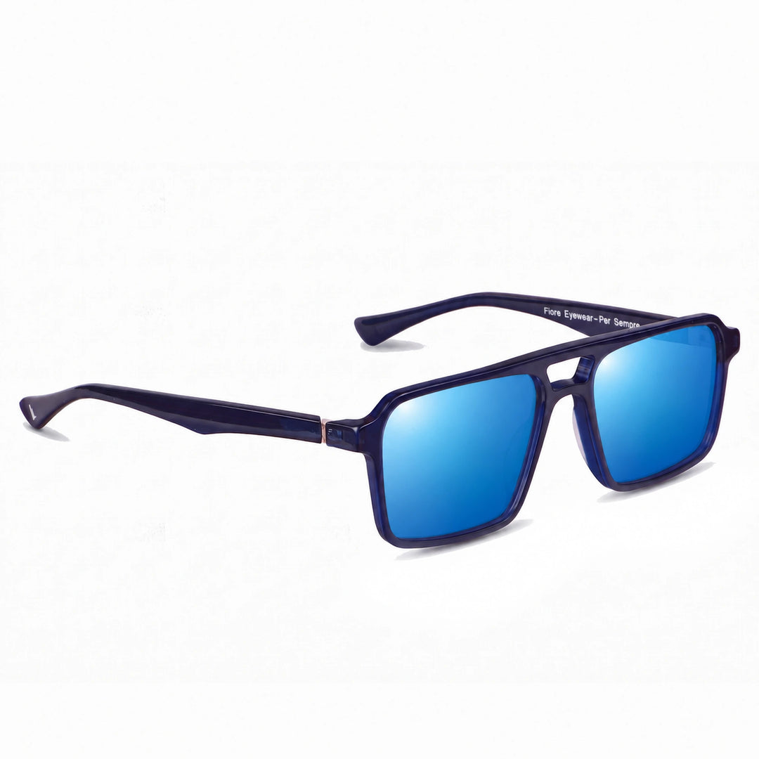 Lentes de sol Fiore 1039 Azul cristal Espejado Azul polarizado vista tres cuartos unisex #color_espejado-azul