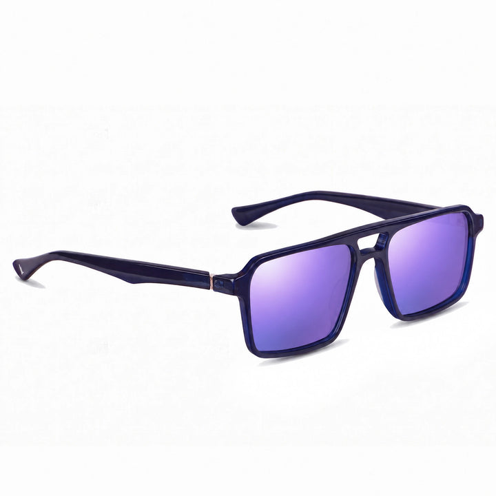 Lentes de sol Fiore 1039 Azul cristal Espejado Morado polarizado vista tres cuartos unisex #color_espejado-morado