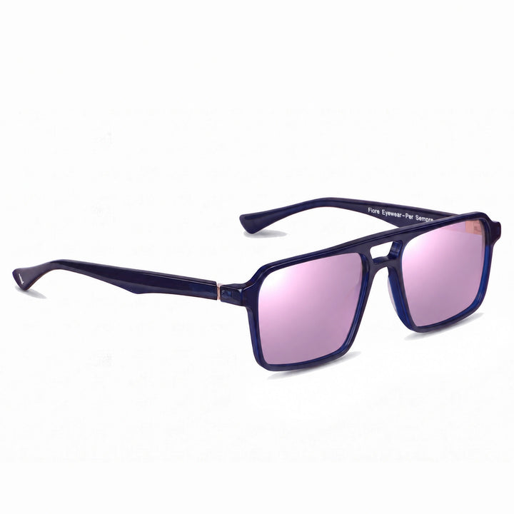 Lentes de sol Fiore 1039 Azul cristal Espejado Rosado polarizado vista tres cuartos unisex #color_espejado-rosado