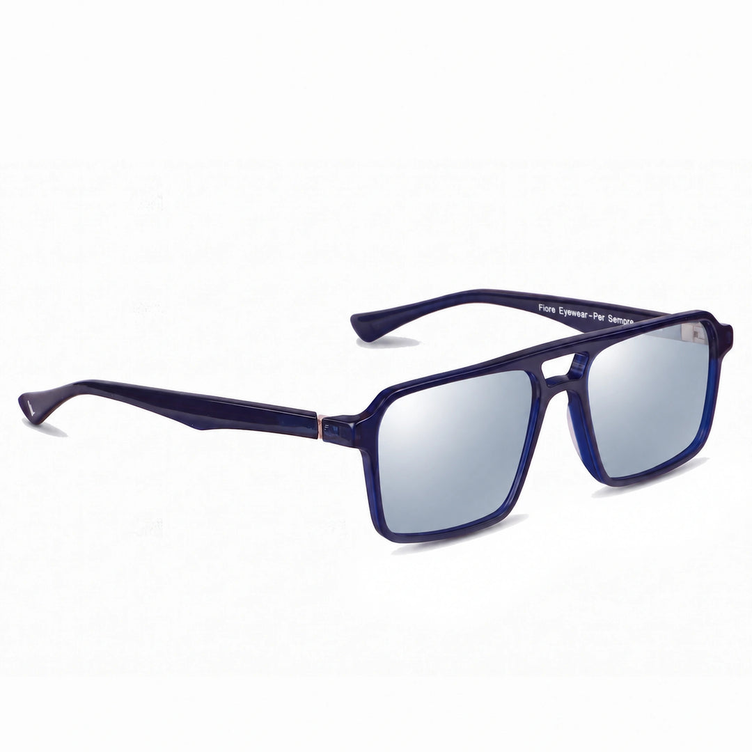 Lentes de sol Fiore 1039 Azul cristal Espejado Silver polarizado vista tres cuartos unisex #color_espejado-silver