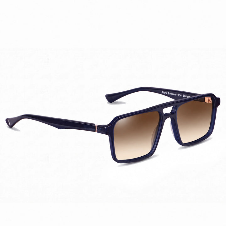 Lentes de sol Fiore 1039 Azul cristal Gradiente Cafe polarizado vista tres cuartos unisex #color_gradiente-cafe