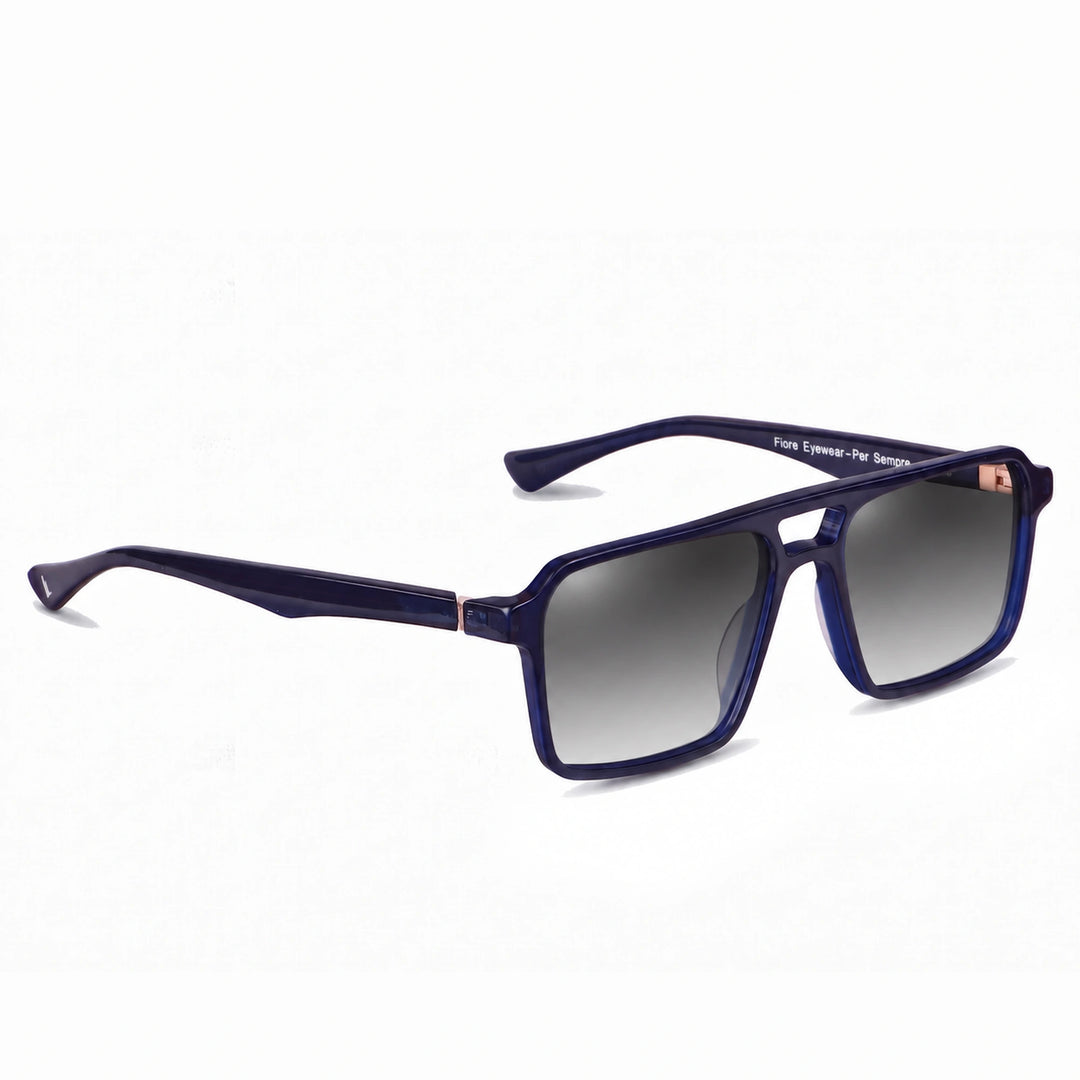 Lentes de sol Fiore 1039 Azul cristal Gradiente Gris polarizado vista tres cuartos unisex #color_gradiente-gris