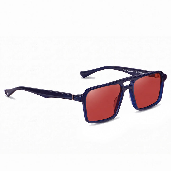 Lentes de sol Fiore 1039 Azul cristal Rojo polarizado vista tres cuartos unisex #color_rojo