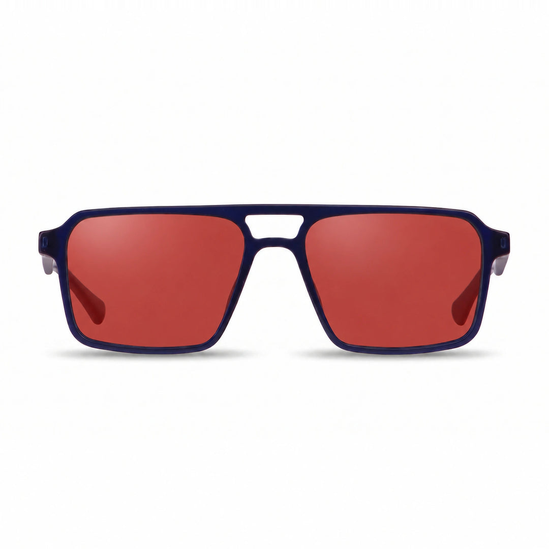 Lentes de sol Fiore 1039 Azul cristal Rojo polarizado vista frontal unisex #color_rojo #foto_frontal