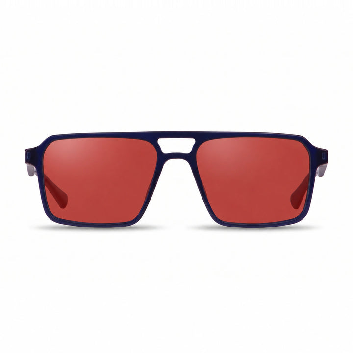 Lentes de sol Fiore 1039 Azul cristal Rojo polarizado vista frontal unisex #color_rojo #foto_frontal