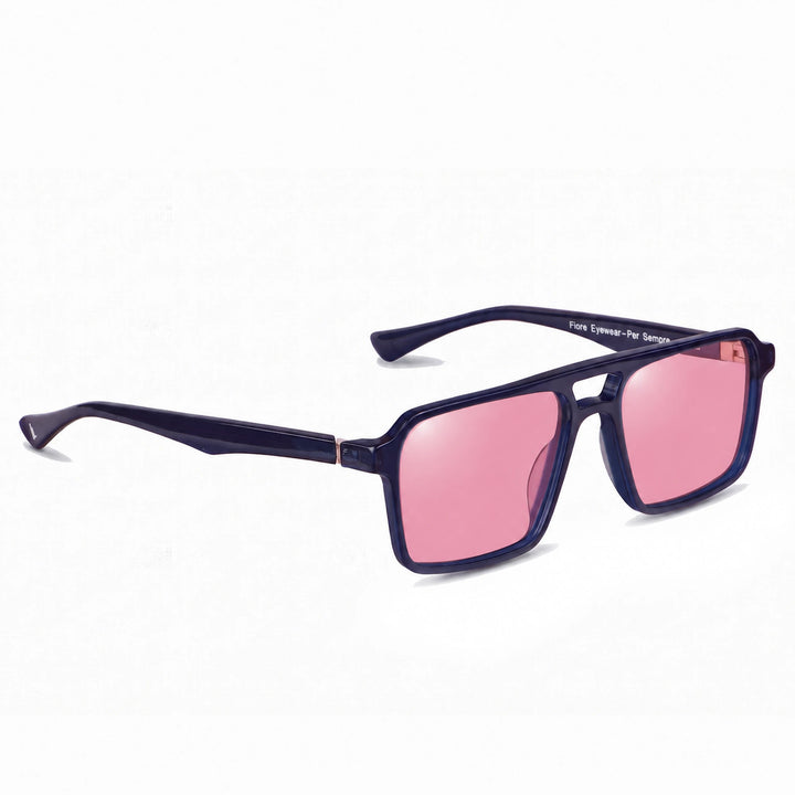 Lentes de sol Fiore 1039 Azul cristal Rosado polarizado vista tres cuartos unisex #color_rosado