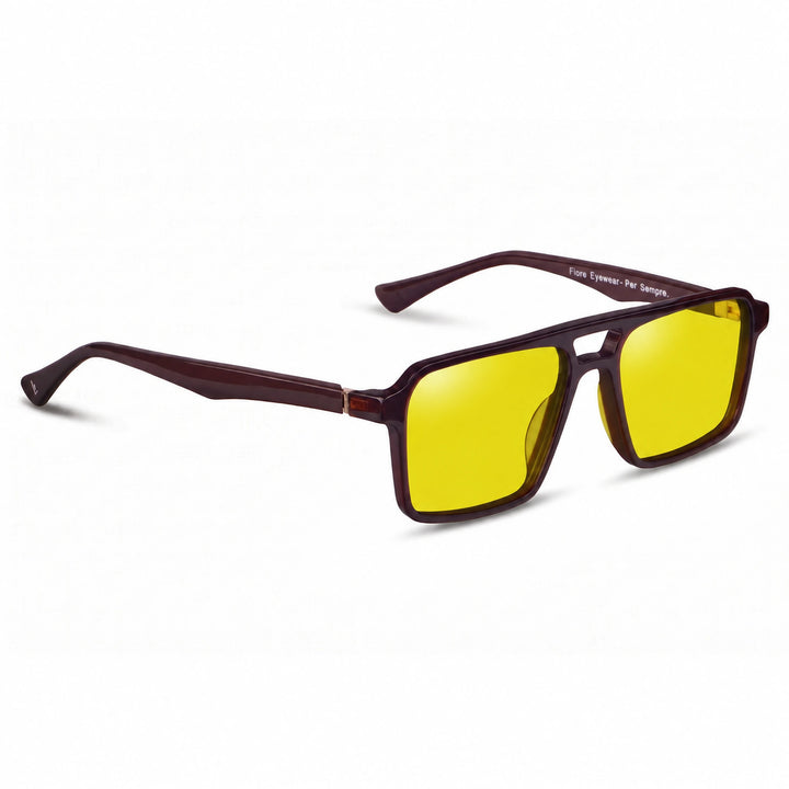 Lentes de sol Fiore 1039 Brown cristal Amarillo polarizado vista tres cuartos unisex #color_amarillo