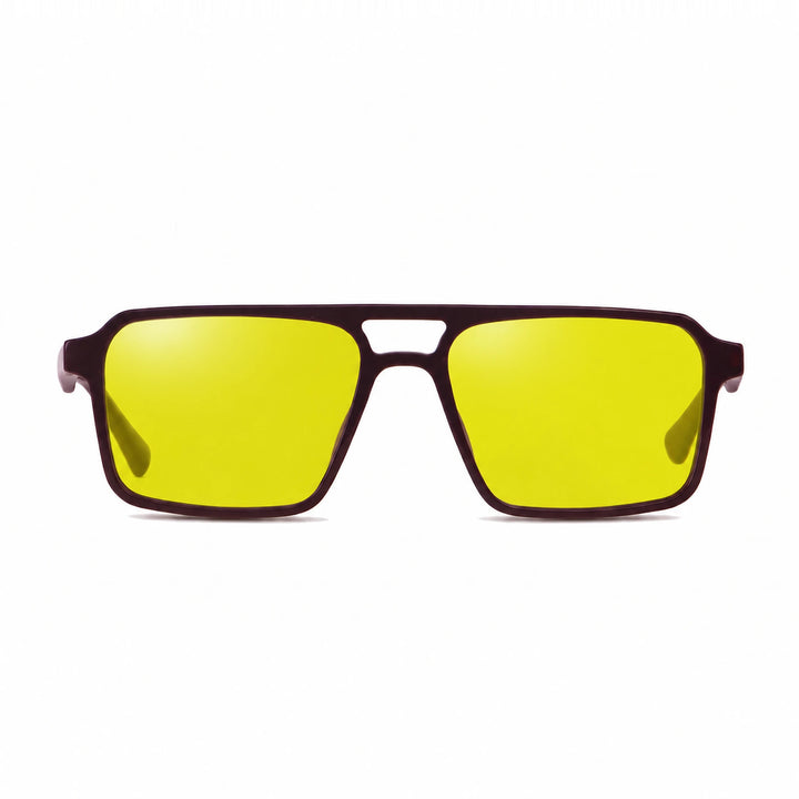 Lentes de sol Fiore 1039 Brown cristal Amarillo polarizado vista frontal unisex #color_amarillo #foto_frontal