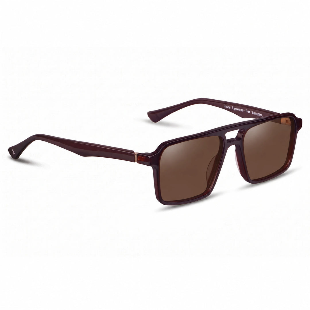 Lentes de sol Fiore 1039 Brown cristal Cafe polarizado vista tres cuartos unisex #color_cafe