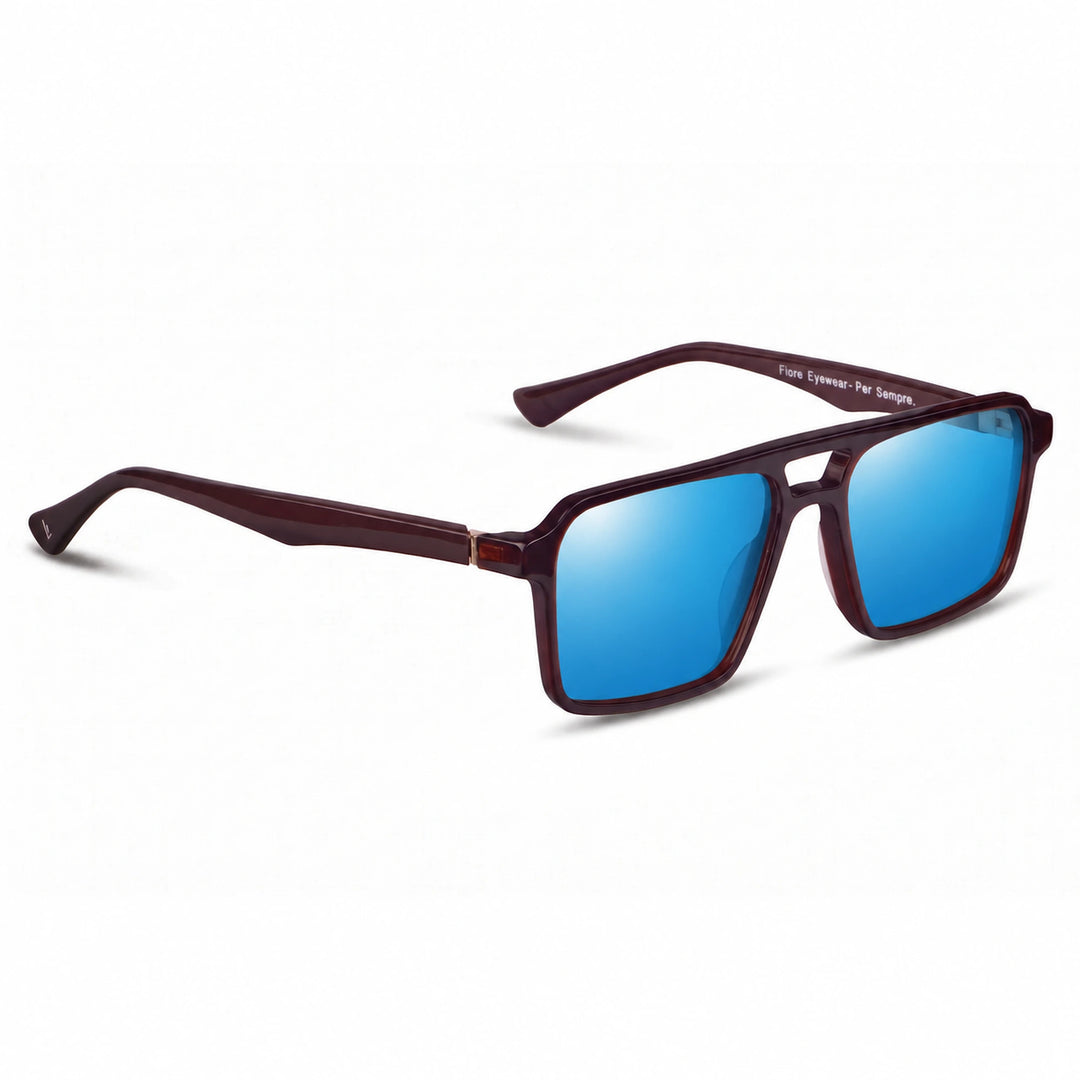 Lentes de sol Fiore 1039 Brown cristal Espejado Azul polarizado vista tres cuartos unisex #color_espejado-azul