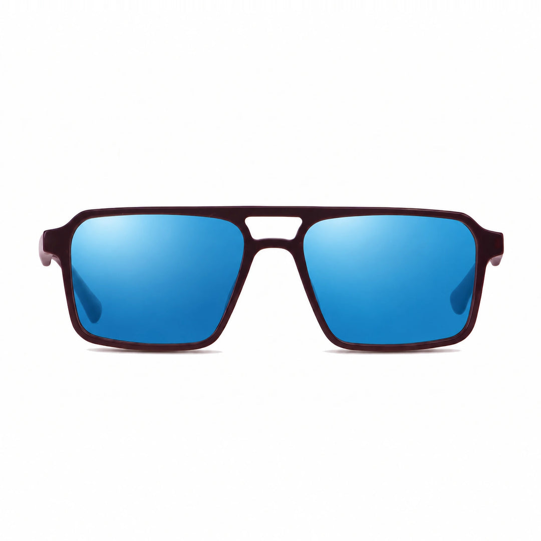 Lentes de sol Fiore 1039 Brown cristal Espejado Azul polarizado vista frontal unisex #color_espejado-azul #foto_frontal