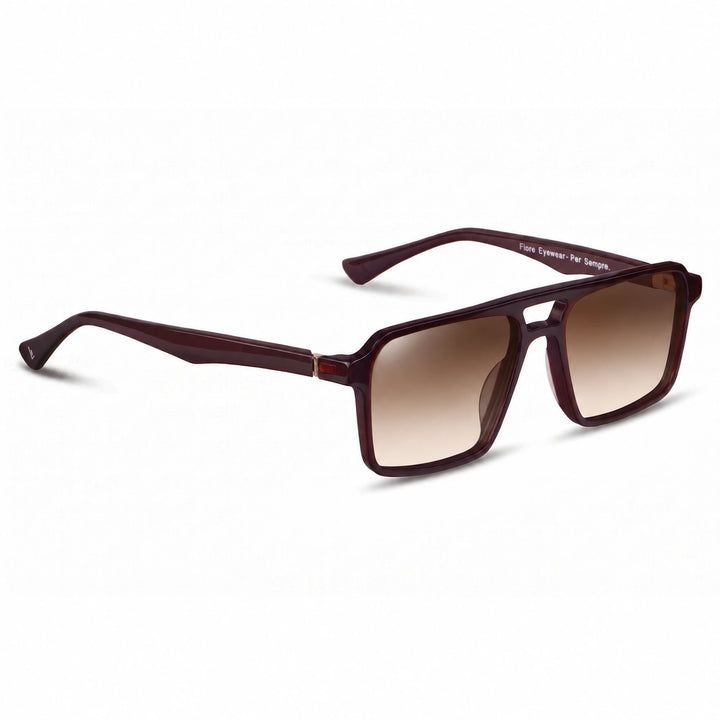 Lentes de sol Fiore 1039 Brown cristal Gradiente Cafe polarizado vista tres cuartos unisex #color_gradiente-cafe