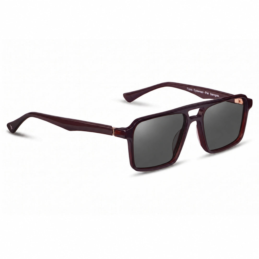 Lentes de sol Fiore 1039 Brown cristal Negro polarizado vista tres cuartos unisex #color_negro