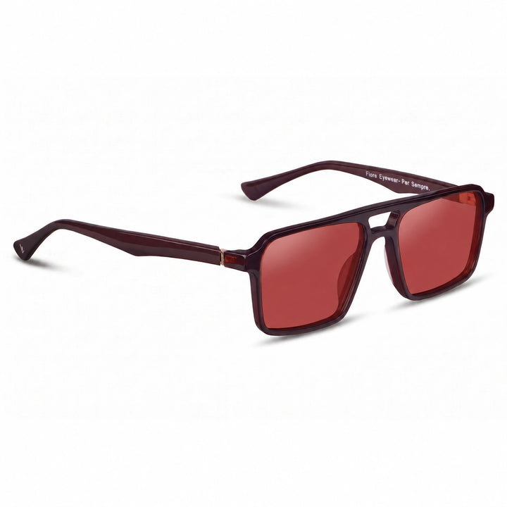 Lentes de sol Fiore 1039 Brown cristal Rojo polarizado vista tres cuartos unisex #color_rojo