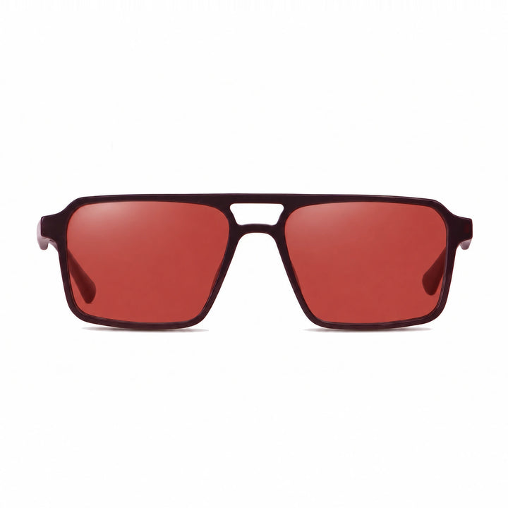 Lentes de sol Fiore 1039 Brown cristal Rojo polarizado vista frontal unisex #color_rojo #foto_frontal