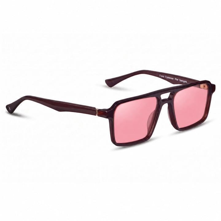 Lentes de sol Fiore 1039 Brown cristal Rosado polarizado vista tres cuartos unisex #color_rosado