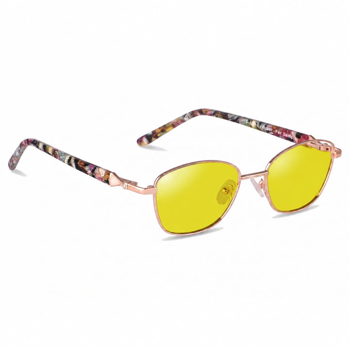 Lentes de sol Fiore 2208 Dorado cristal Amarillo polarizado vista tres cuartos mujer #color_amarillo