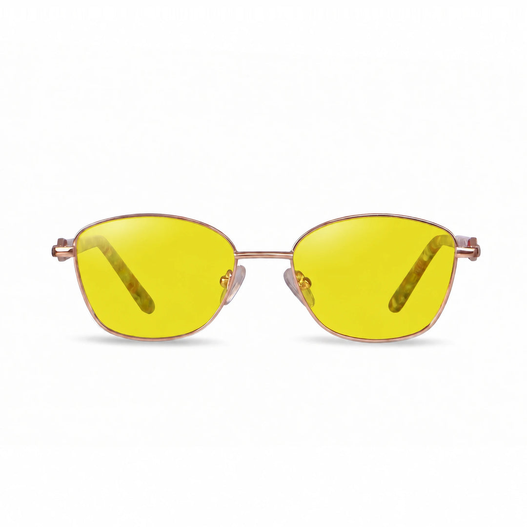 Lentes de sol Fiore 2208 Dorado cristal Amarillo polarizado vista frontal mujer #color_amarillo #foto_frontal