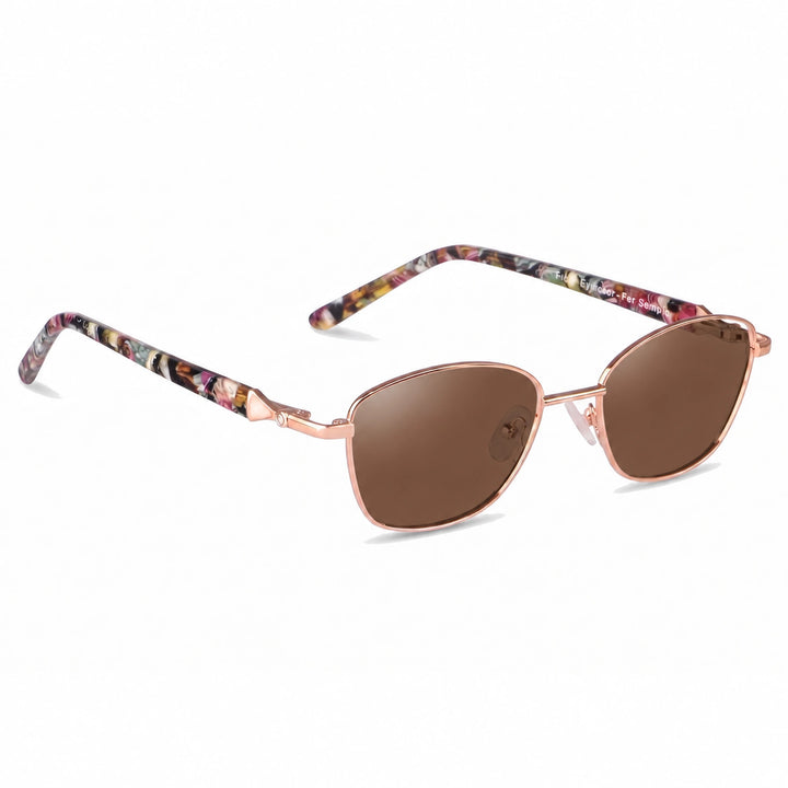 Lentes de sol Fiore 2208 Dorado cristal Cafe polarizado vista tres cuartos mujer #color_cafe