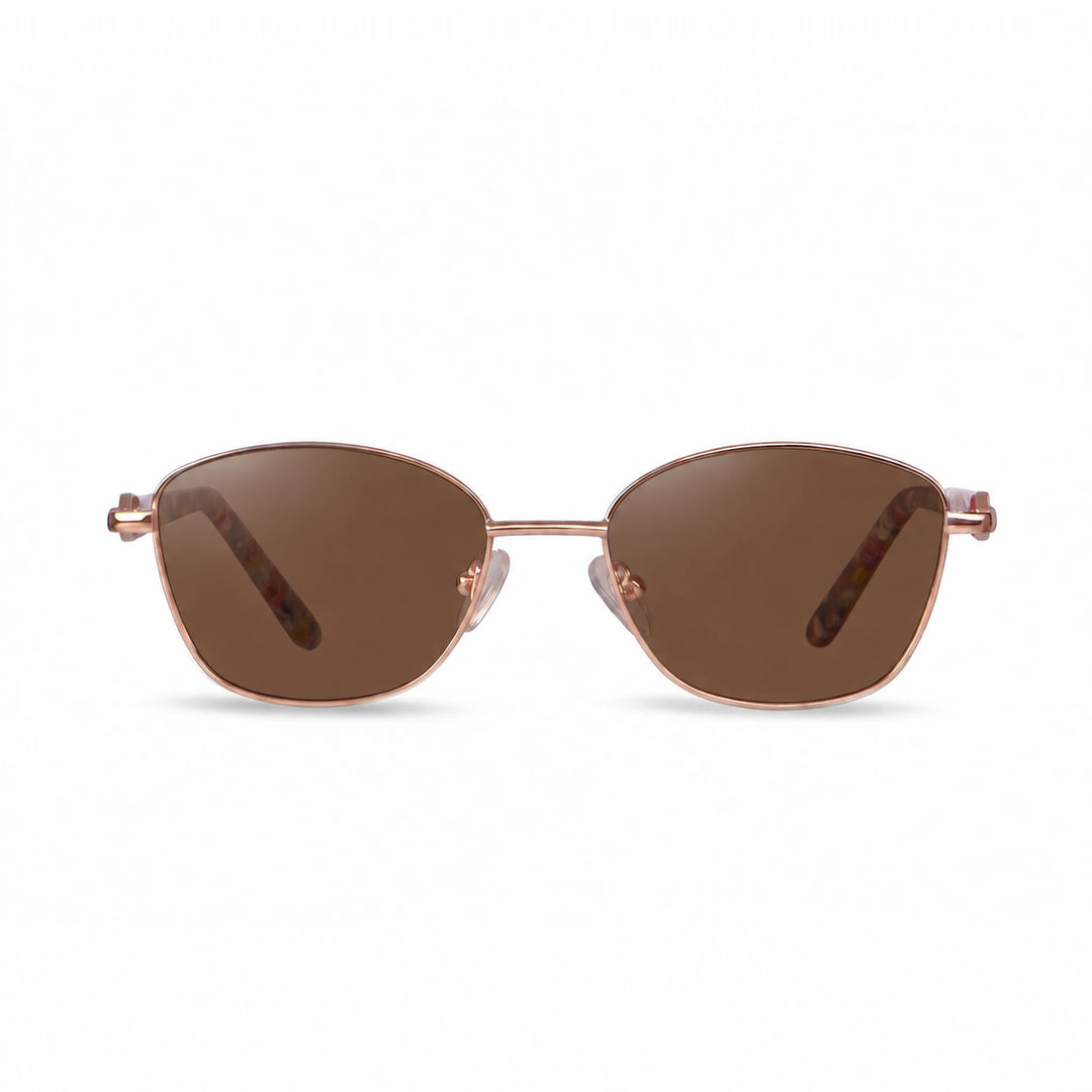 Lentes de sol Fiore 2208 Dorado cristal Cafe polarizado vista frontal mujer #color_cafe #foto_frontal