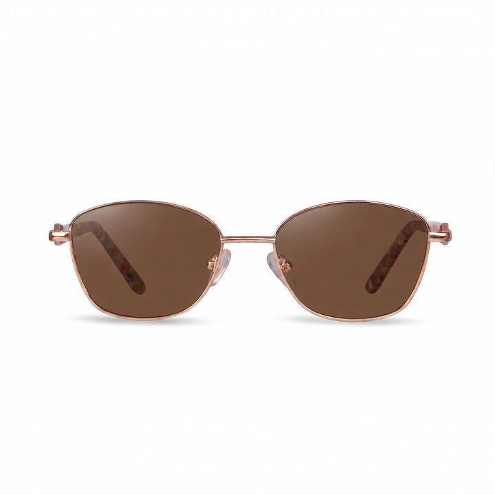 Lentes de sol Fiore 2208 Dorado cristal Cafe polarizado vista frontal mujer #color_cafe #foto_frontal