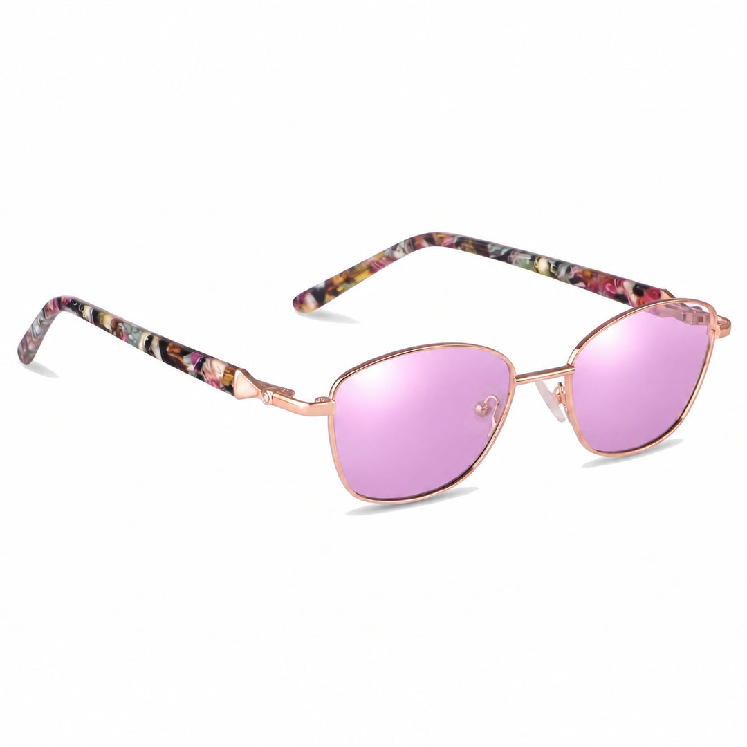 Lentes de sol Fiore 2208 Dorado cristal Espejado Rosado polarizado vista tres cuartos mujer #color_espejado-rosado