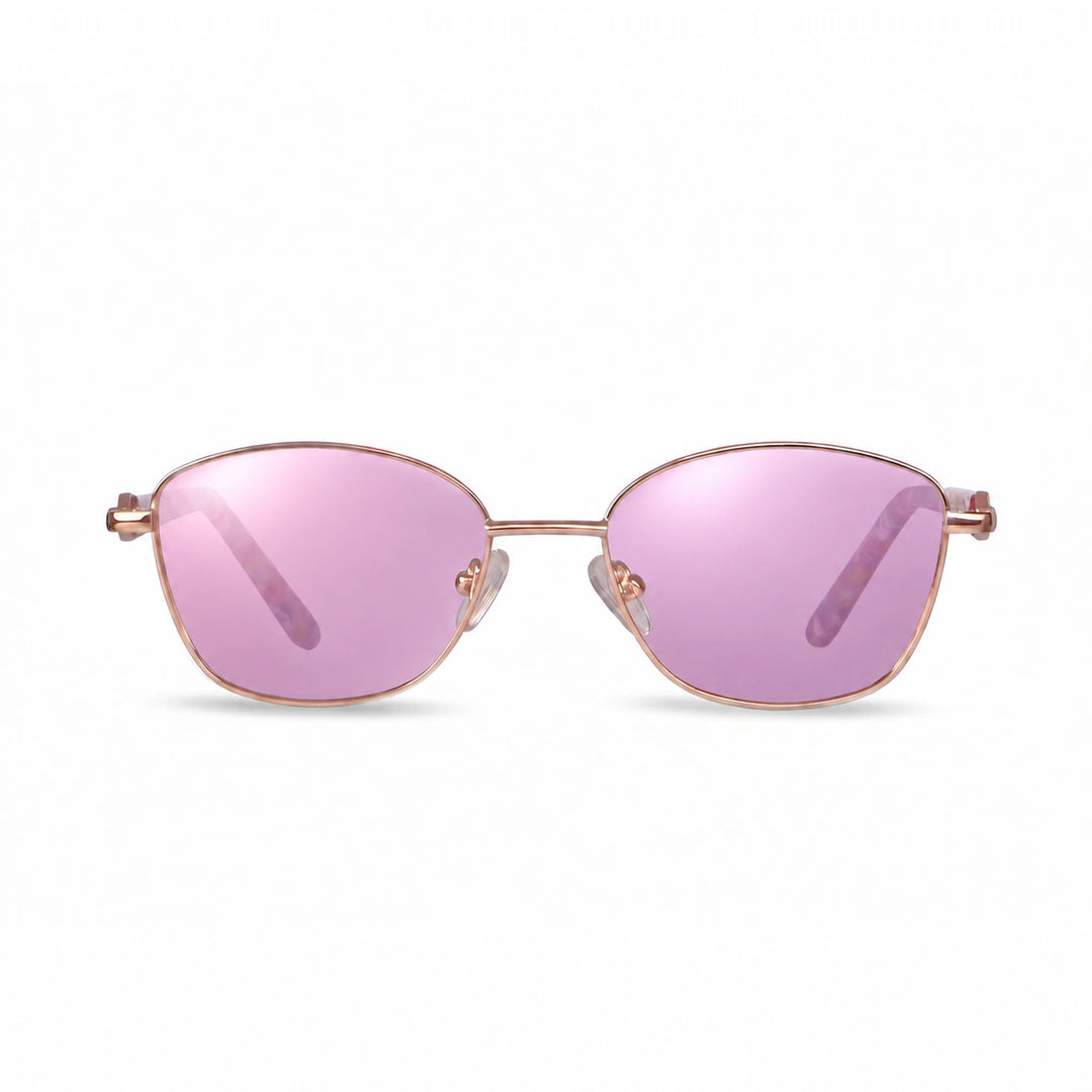 Lentes de sol Fiore 2208 Dorado cristal Espejado Rosado polarizado vista frontal mujer #color_espejado-rosado #foto_frontal