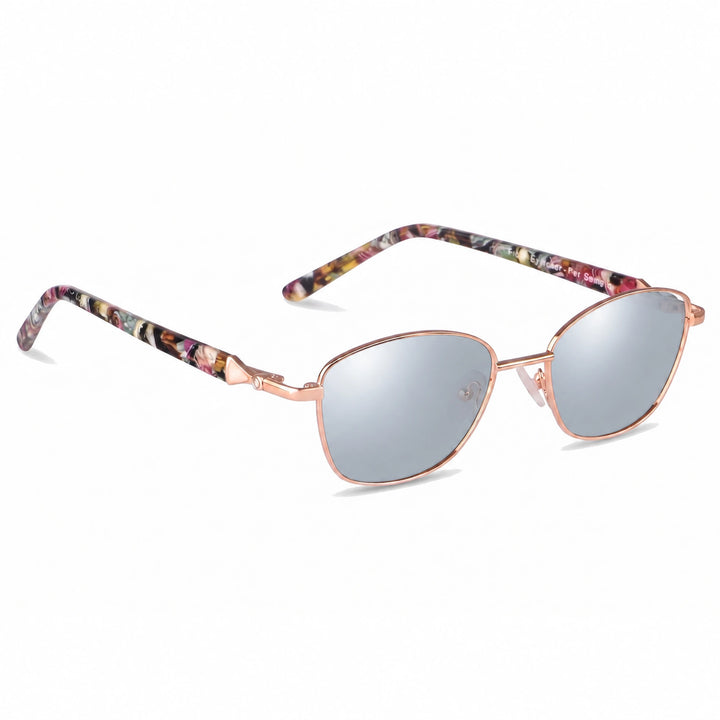 Lentes de sol Fiore 2208 Dorado cristal Espejado Silver polarizado vista tres cuartos mujer #color_espejado-silver