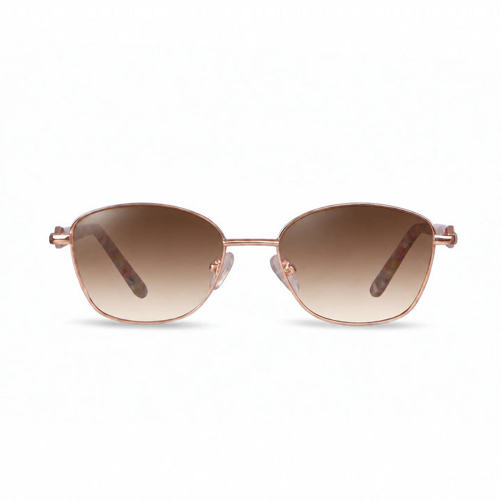Lentes de sol Fiore 2208 Dorado cristal Gradiente Cafe polarizado vista frontal mujer #color_gradiente-cafe #foto_frontal