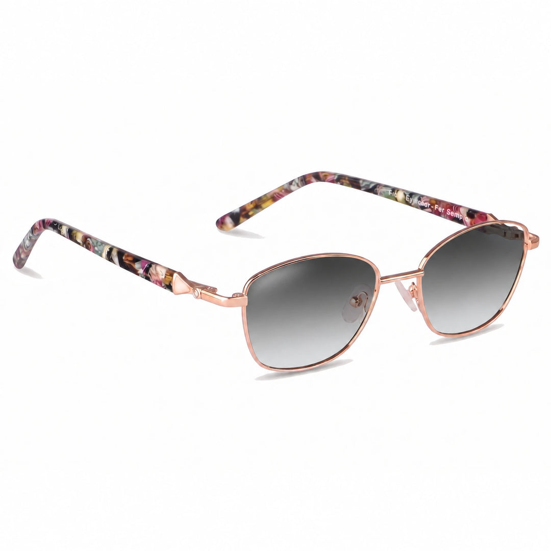 Lentes de sol Fiore 2208 Dorado cristal Gradiente Gris polarizado vista tres cuartos mujer #color_gradiente-gris