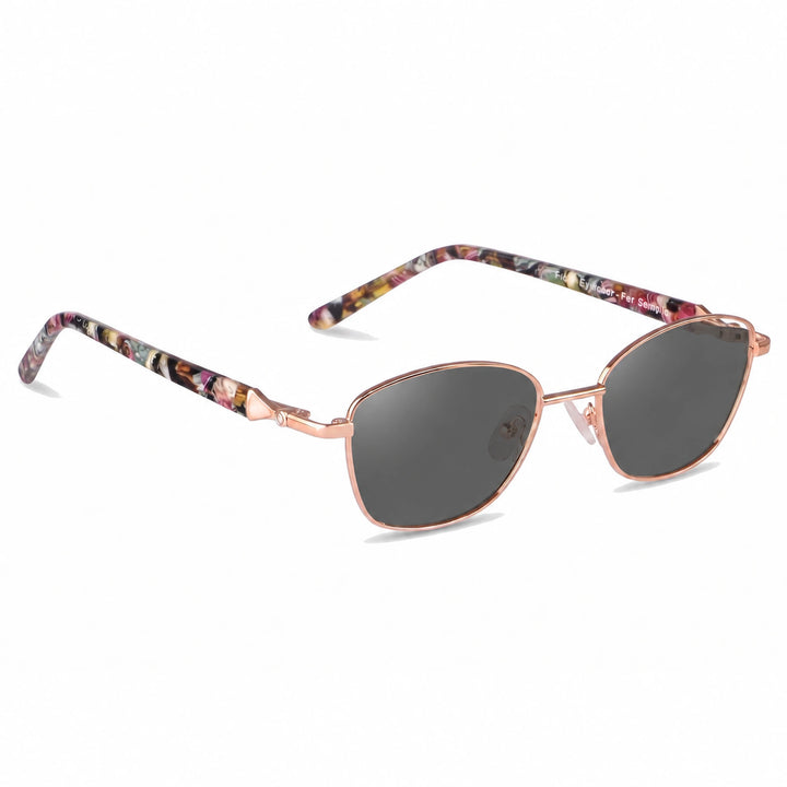 Lentes de sol Fiore 2208 Dorado cristal Negro polarizado vista tres cuartos mujer #color_negro