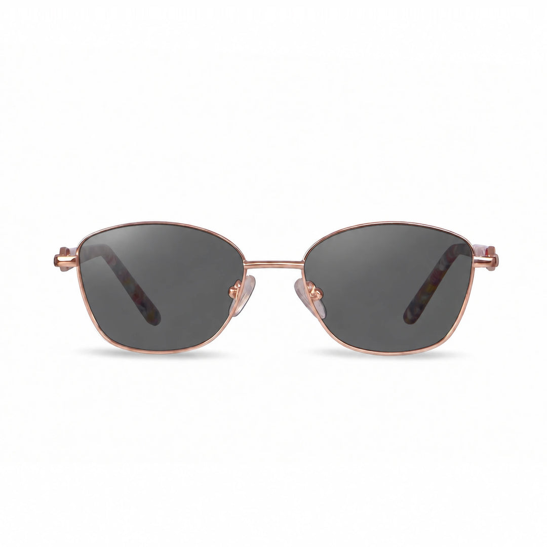 Lentes de sol Fiore 2208 Dorado cristal Negro polarizado vista frontal mujer #color_negro #foto_frontal
