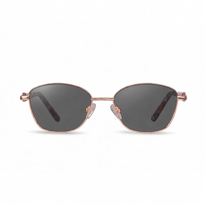 Lentes de sol Fiore 2208 Dorado cristal Negro polarizado vista frontal mujer #color_negro #foto_frontal