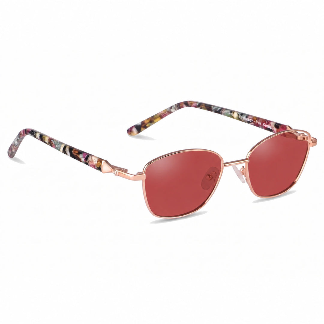 Lentes de sol Fiore 2208 Dorado cristal Rojo polarizado vista tres cuartos mujer #color_rojo
