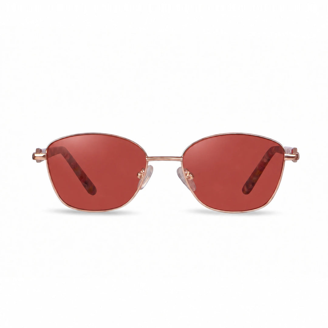 Lentes de sol Fiore 2208 Dorado cristal Rojo polarizado vista frontal mujer #color_rojo #foto_frontal
