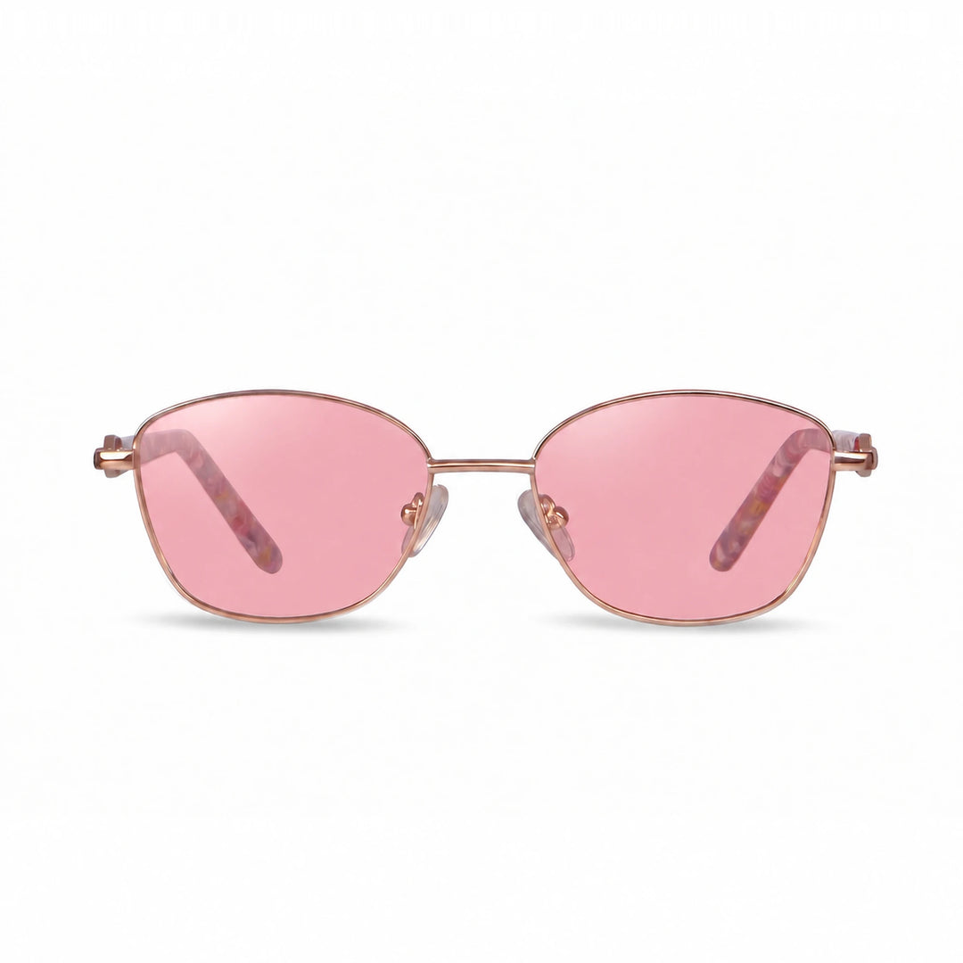 Lentes de sol Fiore 2208 Dorado cristal Rosado polarizado vista frontal mujer #color_rosado #foto_frontal