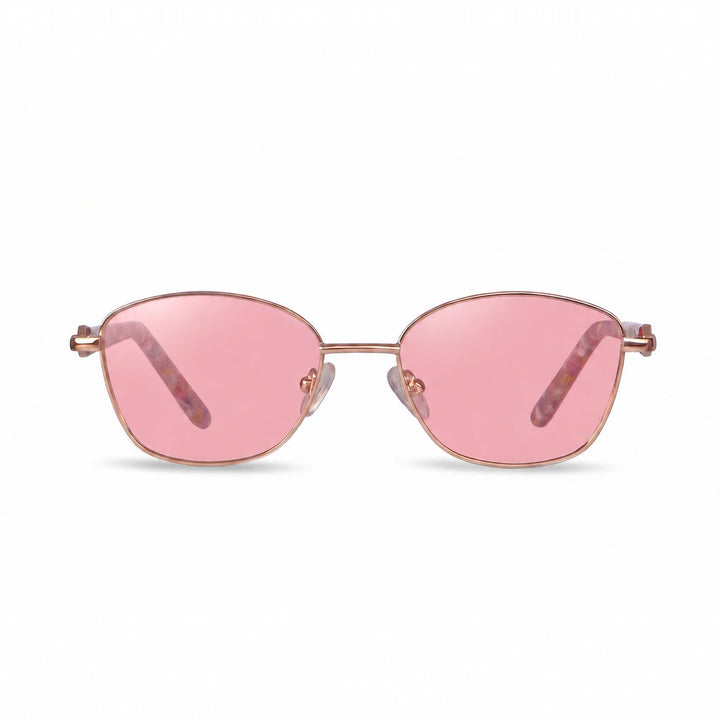 Lentes de sol Fiore 2208 Dorado cristal Rosado polarizado vista frontal mujer #color_rosado #foto_frontal