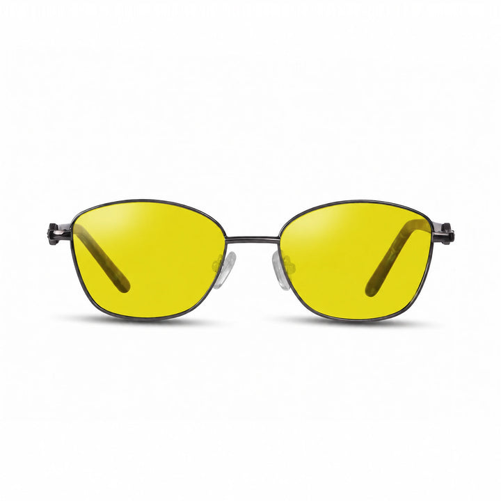 Lentes de sol Fiore 2208 Gris cristal Amarillo polarizado vista frontal mujer #color_amarillo #foto_frontal
