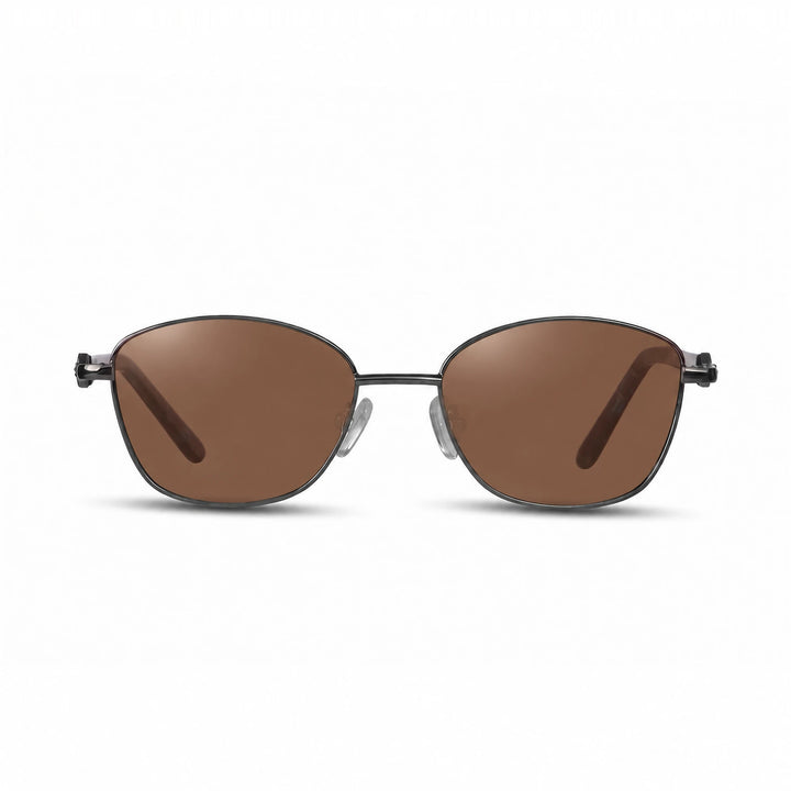 Lentes de sol Fiore 2208 Gris cristal Cafe polarizado vista frontal mujer #color_cafe #foto_frontal