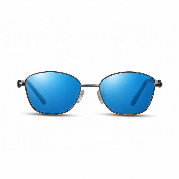 Lentes de sol Fiore 2208 Gris cristal Espejado Azul polarizado vista frontal mujer #color_espejado-azul #foto_frontal