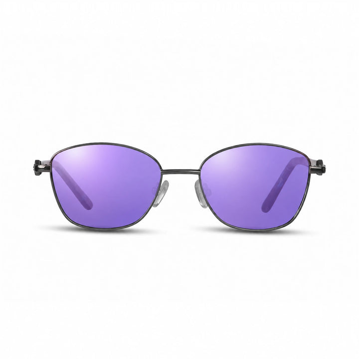 Lentes de sol Fiore 2208 Gris cristal Espejado Morado polarizado vista frontal mujer #color_espejado-morado #foto_frontal