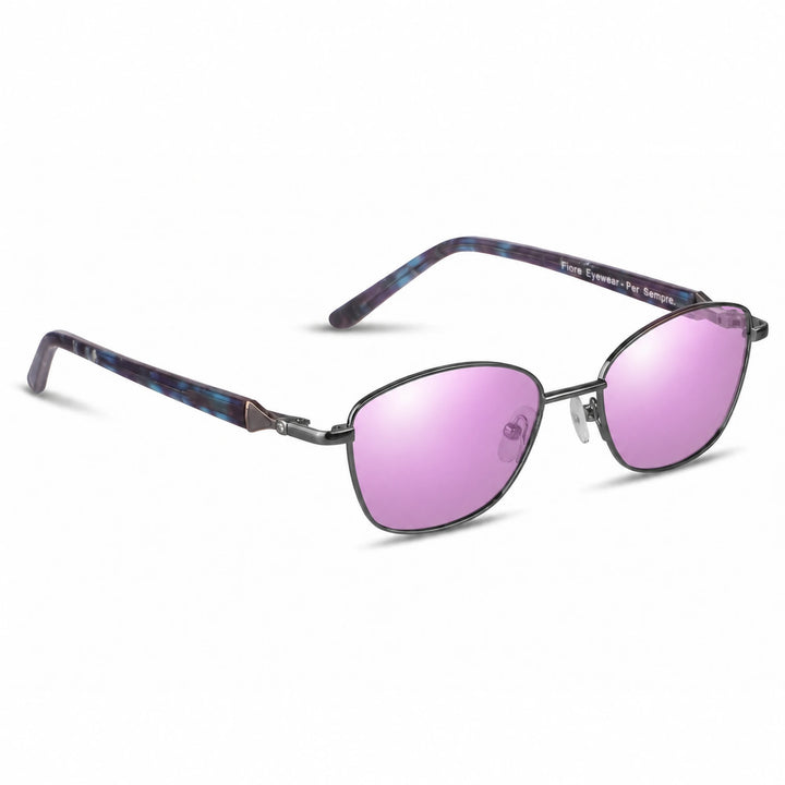 Lentes de sol Fiore 2208 Gris cristal Espejado Rosado polarizado vista tres cuartos mujer #color_espejado-rosado