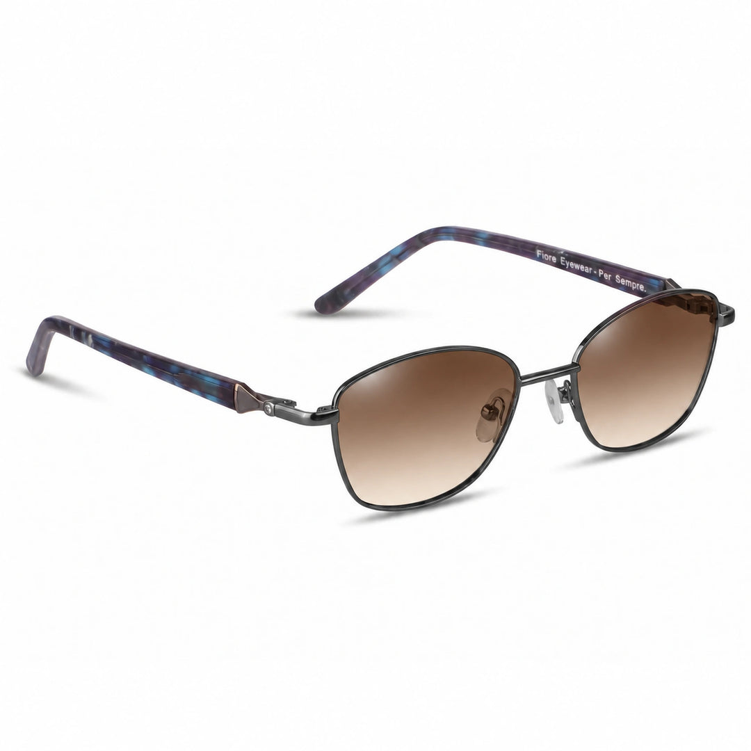Lentes de sol Fiore 2208 Gris cristal Gradiente Cafe polarizado vista tres cuartos mujer #color_gradiente-cafe