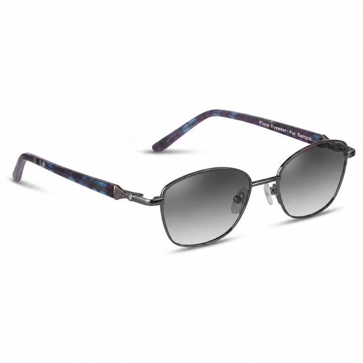 Lentes de sol Fiore 2208 Gris cristal Gradiente Gris polarizado vista tres cuartos mujer #color_gradiente-gris