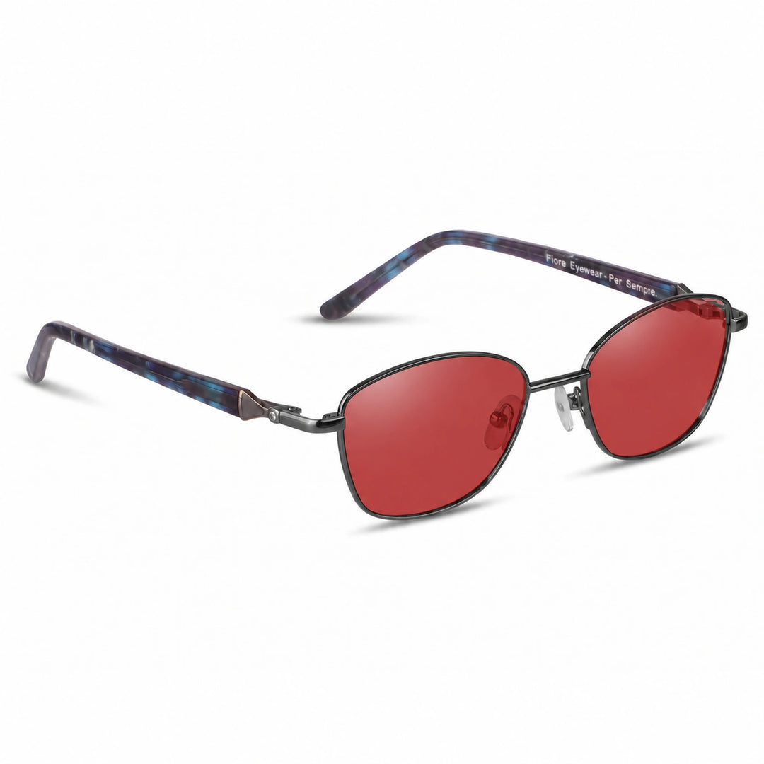 Lentes de sol Fiore 2208 Gris cristal Rojo polarizado vista tres cuartos mujer #color_rojo