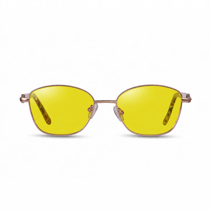 Lentes de sol Fiore 2208 Carey cristal Amarillo polarizado vista frontal mujer #color_amarillo #foto_frontal